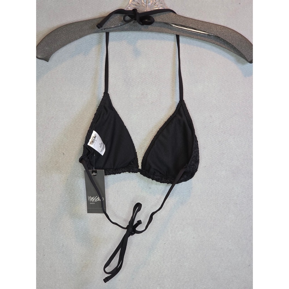 Mossimo Black Lace Crochet Triangle Bikini Top XS Halter Swim Target 238103215 - Picture 8 of 9